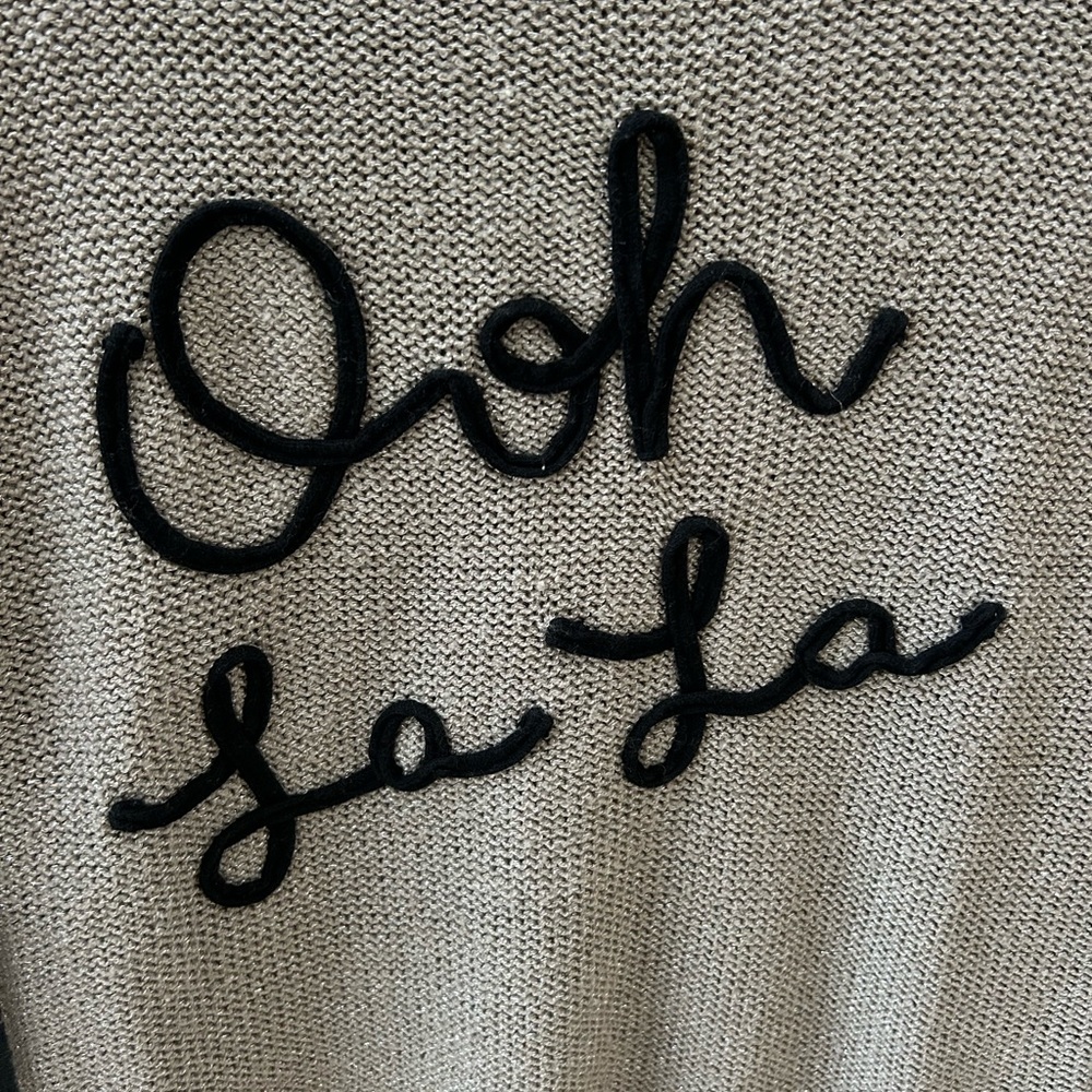 LC Lauren Conrad Cream Sweater with Black Script